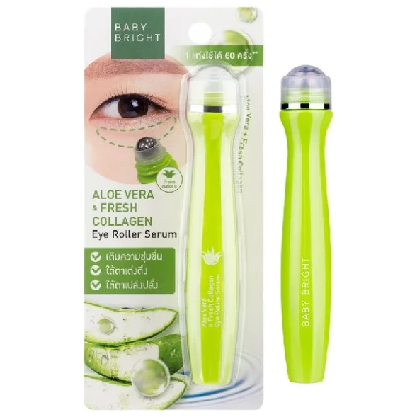 Сыворотка-роллер для области вокруг глаз с коллагеном и алоэ вера от Baby Bright, Eye roller Aloe Vera &amp;amp; Fresh Collagen, 15 мл (набор 3 шт)