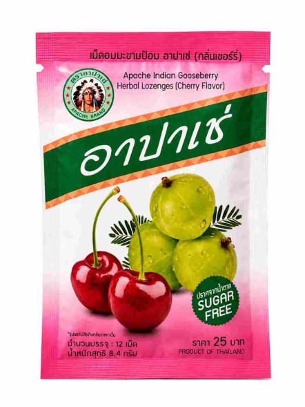 Травяные леденцы Apache Indian Gooseberry, вкус вишни, без сахара, 12 таблеток