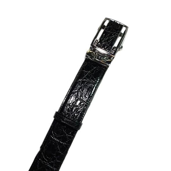 Мужской классический ремень из натуральной крокодиловой кожи, черный