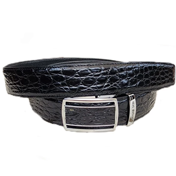 Мужской классический ремень из натуральной крокодиловой кожи, черный