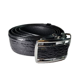Мужской классический ремень из натуральной крокодиловой кожи, черный