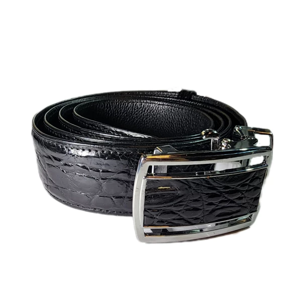 Мужской классический ремень из натуральной крокодиловой кожи, черный