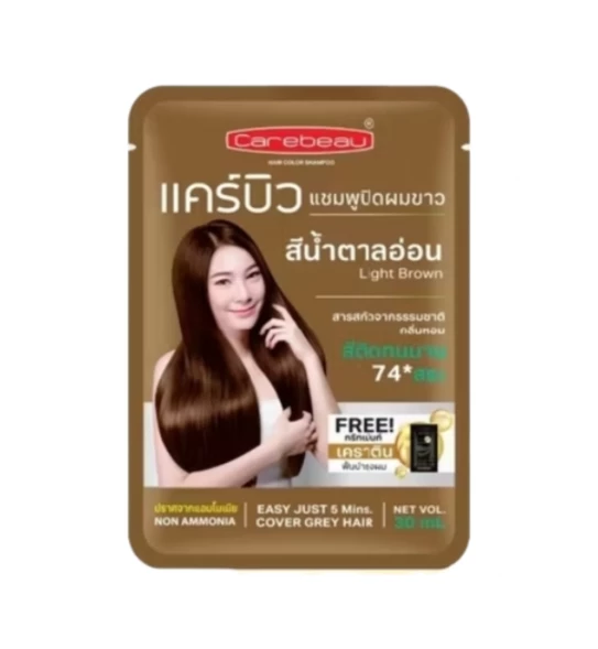 Шампунь краска для закрашивания седины Carebeau Светло-коричневый 30 мл 