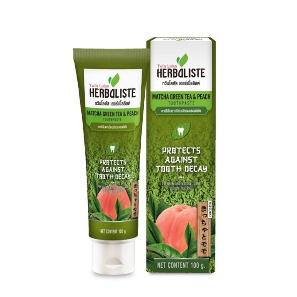 Зубная паста Twin Lotus Herbalist с экстрактом зелёного чая матча и персика 100 гр