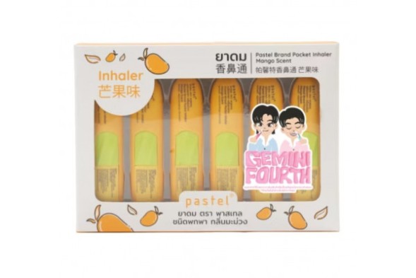 (УПАКОВКА 6 ШТ) Назальный ингалятор с ароматом Манго в стильном корпусе от Pastel Brand Pocket Inhaler Mango scent 1.5 мл