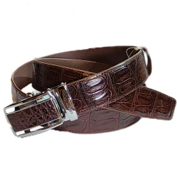 Мужской классический ремень из натуральной крокодиловой кожи, коричневый