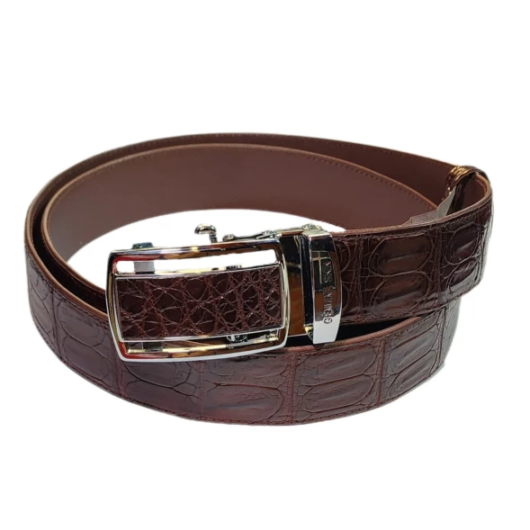 Мужской классический ремень из натуральной крокодиловой кожи, коричневый