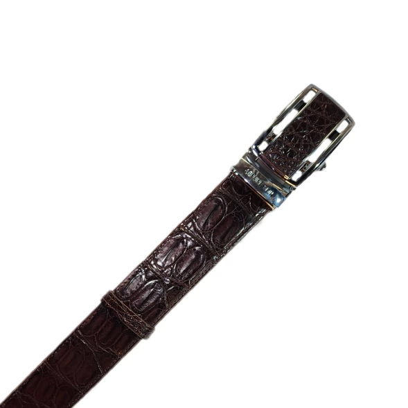 Мужской классический ремень из натуральной крокодиловой кожи, коричневый