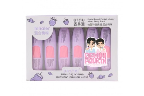 (УПАКОВКА 6 ШТ) Назальный ингалятор с Ягодным ароматом в стильном корпусе от Pastel Brand Pocket Inhaler Mixed berry scent 1.5 мл