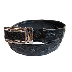 Мужской классический ремень из натуральной крокодиловой кожи, с элементами хребта крокодила, чёрный,