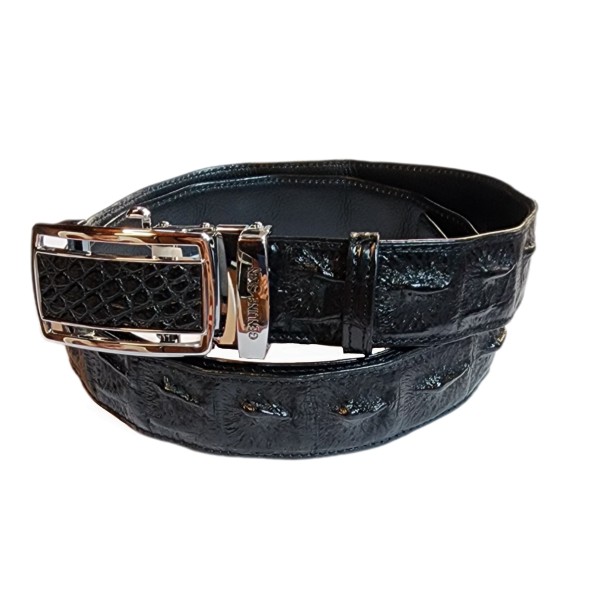 Мужской классический ремень из натуральной крокодиловой кожи, с элементами хребта крокодила, чёрный,