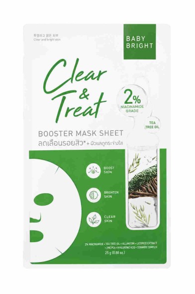 Baby Bright Clear &amp;amp; Treat Booster маска-патч для лица с салициловой кислотой и маслом чайного дерева, 20 г, 1 шт
