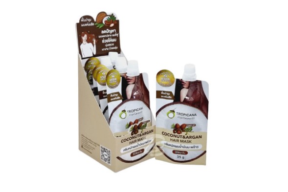 Кокосовая маска для волос без парабенов от Tropicana Oil, Coconut Hair Mask (non-parabe), 35 Гр x 6