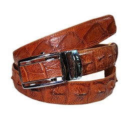 Мужской классический ремень из натуральной крокодиловой кожи, с элементами хребта крокодила, коричневый