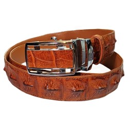 Мужской классический ремень из натуральной крокодиловой кожи, с элементами хребта крокодила, коричневый