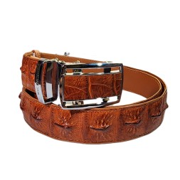 Мужской классический ремень из натуральной крокодиловой кожи, с элементами хребта крокодила, коричневый