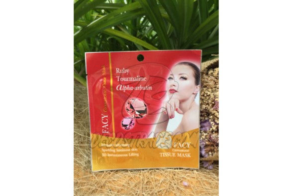 Регенерирующая тканевая маска для лица «Рубины и турмалины» от Facy, Gemstone tissue mask Ruby Tourmaline, 21 гр
