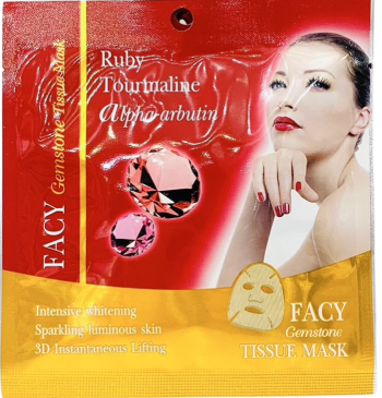 Регенерирующая тканевая маска для лица «Рубины и турмалины» от Facy, Gemstone tissue mask Ruby Tourmaline, 21 гр