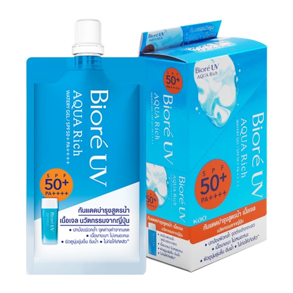 Солнцезащитный гель Biore UV Aqua Rich Watery Gel SPF50+ PA++++ 7 гр x 6 штук (Упаковка)