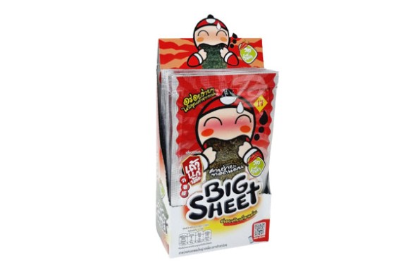 Хрустящие водоросли со вкусом  острого перца от Taokaenoi Crispy Seaweed Big Sheet Spicy Flavour 3.5 x 12 шт
