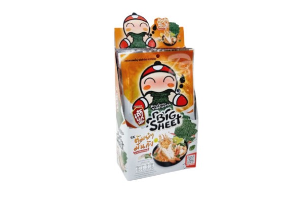 Хрустящие водоросли со вкусом супа том ям от Taokaenoi Crispy Seaweed Big Sheet Tom Yum Shrimp Flavour 3.5 x 12 шт