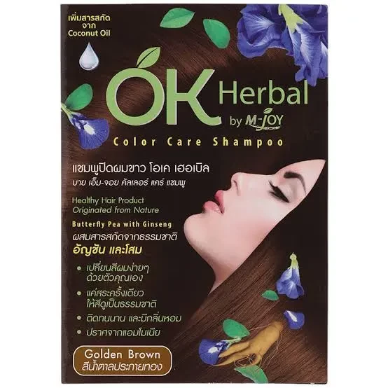 Шампунь для закрашивания седины, оттенок золотисто-коричневый, OK Herbal Golden Brown 30 мл 
