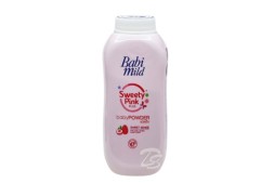 Натуральная пудра тальк для детей  с запахом розовых цветов от Babi Mild Sweety Pink Plus Powder 160 гр