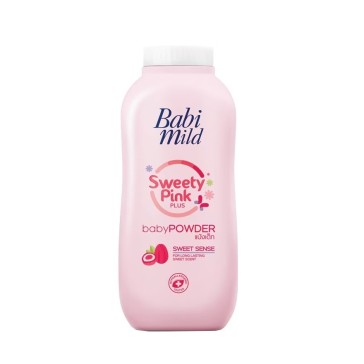 Натуральная пудра тальк для детей  с запахом розовых цветов от Babi Mild Sweety Pink Plus Powder 160 гр