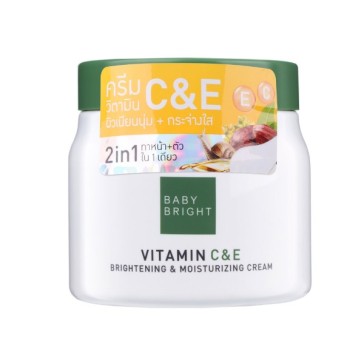 Крем для лица и тела с улиточным муцином, Витаминами С и Е 2в1 от BABY BRIGHT Vitamin C & E Brightening & Moisturizing Cream 500 гр