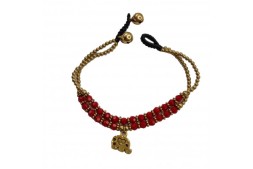 Браслет ручной работы с кулоном в виде слона (красный) Handmade Bracelet with Elephant Pendant (Red)