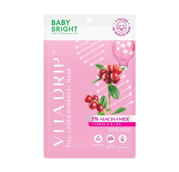 Гидрогелевая маска для восстановления и улучшения качества кожи лица Baby Bright Vita Drip 5% Niacinamide Fill-Lagen Hydrogen Mask 20 гр