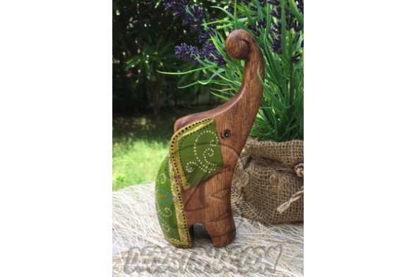 Деревянный слоник «Зеленый», Elephant Wood Green, 136 гр