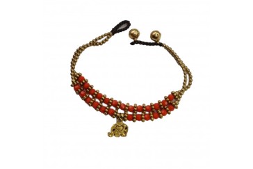 Браслет ручной работы с кулоном в виде слона (оранжевый) Handmade Bracelet with Elephant Pendant (Orange)