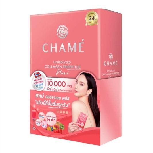 CHAMÉ Hydrolyzed Collagen Tripeptide Plus, Strawberry, 10 × 15 g Sachets