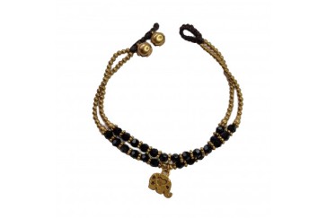 Браслет ручной работы с кулоном в виде слона (Черный) Handmade Bracelet with Elephant Pendant (Black)
