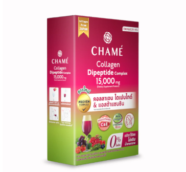 CHAMÉ Collagen Dipeptide Complex, Pomegranate And Strawberry, 10 Sachets × 15 g