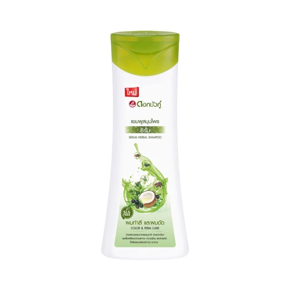 Шампунь для волос с природными экстрактами и сывороткой от Dok Bua Ku Serum Herbal Shampoo 200 ml