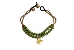 Браслет ручной работы с кулоном в виде слона (зелёный) Handmade Bracelet with Elephant Pendant (Green)