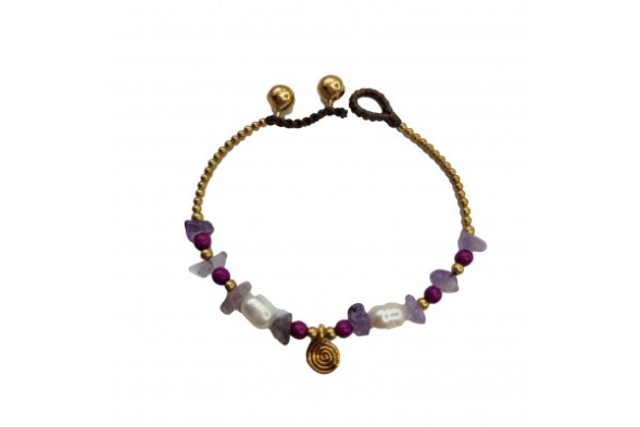 Браслет ручной работы с круглой подвеской #1 Handmade Bracelet with Lucky Stone Style #1