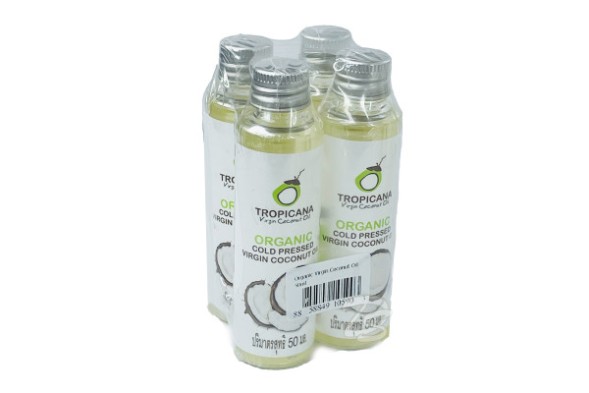 Натуральное 100% кокосовое масло холодного отжима от Tropicana Oil 50 мл, Natural Coconut Oil 100% (4 бутылки)