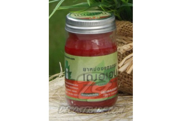 Красный тайский бальзам с экстрактом альпинии  галанга от Cher-Aim Brand, Red Balm, 65 гр