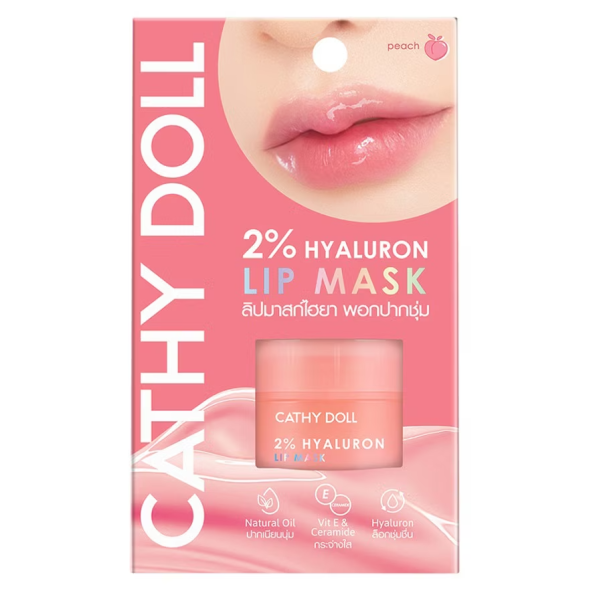 Ночная маска для восстановления и увлажнения губ со вкусом персика Cathy Doll 2% Hyaluron Lip Mask 4.5 гр