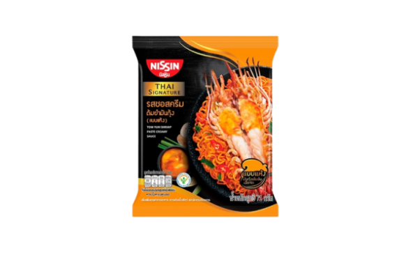 Ниссин Тайская лапша быстрого приготовления со вкусом Том Ям с креветочным кремовым соусом от Nissin Instant Noodle Tom Yum Shrimp Paste Creamy Sauce 71g