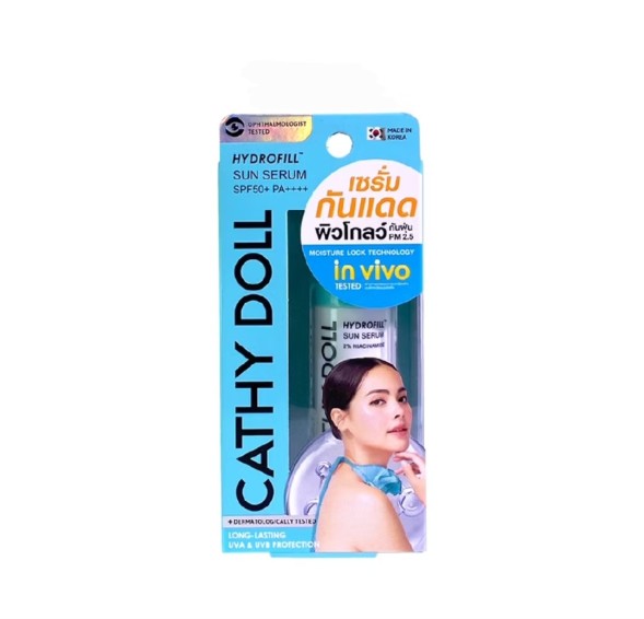 Увлажняющий солнцезащитный крем SPF50+ PA++++ с ниацинамидом, гиалуроновой кислотой и экстрактом алоэ вера Cathy doll Hydrofill Sun Serum 10 мл