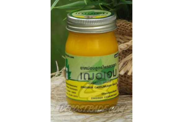 Желтый тайский бальзам с имбирем от Cher-Aim Brand, Zingiber Cassumunar Balm, 65 гр