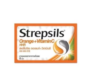 Леденцы от кашля и боли в горле со вкусом апельсина Strepsils Orange + Vitamin C 8 шт