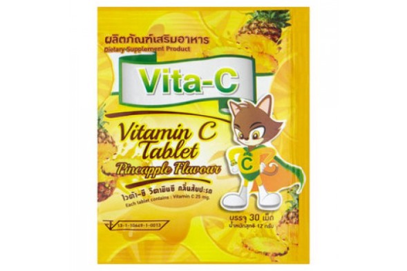 Витамин С для детей со вкусом ананаса от VITA-C VITAMIN C PINAPPLE FLAVOR 25 MG. 30 TABLETS