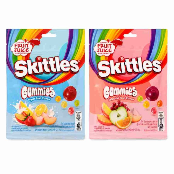 Skittles Gummies Жевательный мармелад, 42,5 г (вкус на выбор: Йогурт-Фрукты / Фруктовое Ассорти)