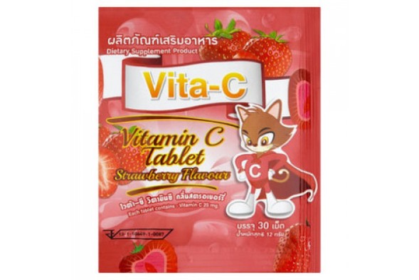 Витамин С для детей со вкусом клубники от VITA-C VITAMIN C STRAWBERRY FLAVOR 25 MG. 30 TABLETS