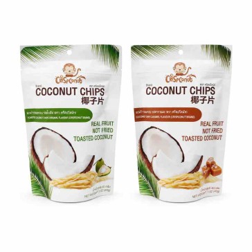 Crispconut Кокосовые чипсы, 40 г (вкус на выбор: Карамель / Оригинал)